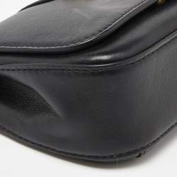 Pre Owned Versace Black Leather Flap Chain Clutch