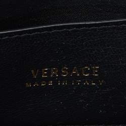Pre Owned Versace Black Leather Flap Chain Clutch