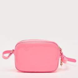 Versace Neon Pink Patent Leather Palazzo Camera Crossbody Bag 