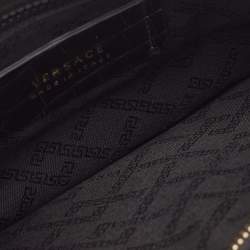 Pre Owned Versace Black Croc Embossed Leather La Medusa Wristlet Pouch