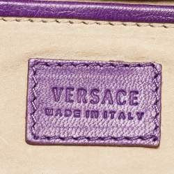 Pre Owned Versace Purple Pony Hair and Leather Metal Clutch