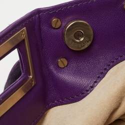 Pre Owned Versace Purple Pony Hair and Leather Metal Clutch
