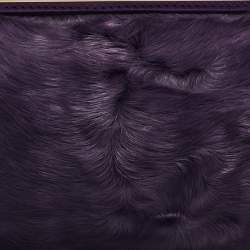 Pre Owned Versace Purple Pony Hair and Leather Metal Clutch