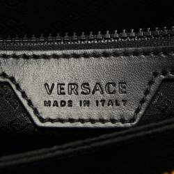 Pre Owned Versace Black Leather Medusa Head Wristlet Clutch