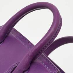 Pre Owned Versace Purple Leather Mini Medusa Empire Tote