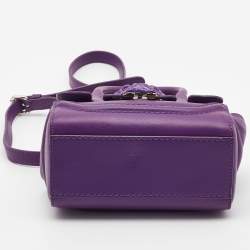 Pre Owned Versace Purple Leather Mini Medusa Empire Tote