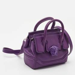Pre Owned Versace Purple Leather Mini Medusa Empire Tote
