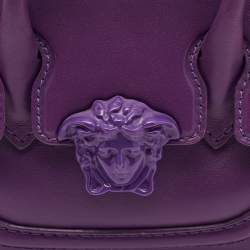 Pre Owned Versace Purple Leather Mini Medusa Empire Tote