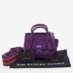 Pre Owned Versace Purple Leather Mini Medusa Empire Tote