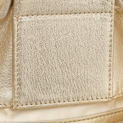Pre Owned Versace Gold Woven Leather V Crystals Bag