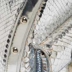 Versace Silver Snakeskin Snap Out Of It Satchel