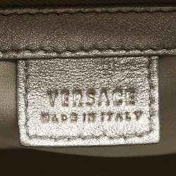 Versace Silver Snakeskin Snap Out Of It Satchel