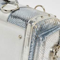 Versace Silver Snakeskin Snap Out Of It Satchel