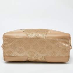 Pre Owned Versace Beige Signature Canvas and Leather Satchel
