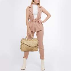 Pre Owned Versace Beige Signature Canvas and Leather Satchel