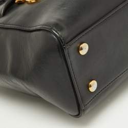 Pre Owned Versace Black Leather Medusa Medallion Tote