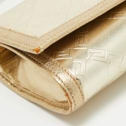Versace Gold Embossed Leather Flap Wallet on Strap
