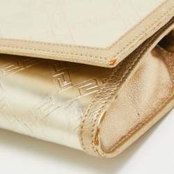 Versace Gold Embossed Leather Flap Wallet on Strap