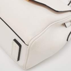 Versace Off White Leather La Medusa Top Handle Bag