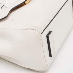 Versace Off White Leather La Medusa Top Handle Bag