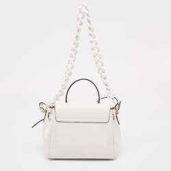 Versace Off White Leather La Medusa Top Handle Bag