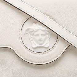 Versace Off White Leather La Medusa Top Handle Bag