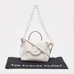 Versace Off White Leather La Medusa Top Handle Bag