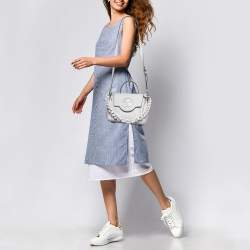 Versace Off White Leather La Medusa Top Handle Bag