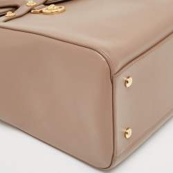Pre Owned Versace Beige Leather Large Medusa Medallion Tote