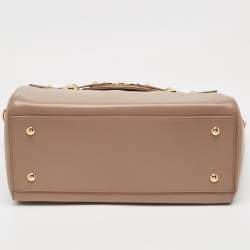 Pre Owned Versace Beige Leather Large Medusa Medallion Tote