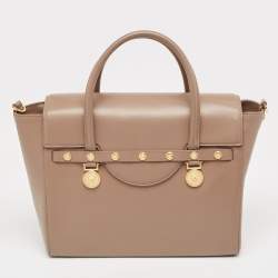 Pre Owned Versace Beige Leather Large Medusa Medallion Tote