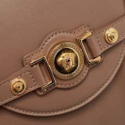 Pre Owned Versace Beige Leather Large Medusa Medallion Tote