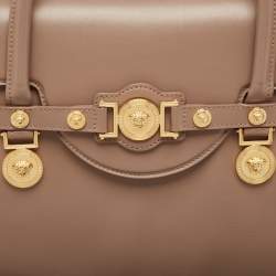 Pre Owned Versace Beige Leather Large Medusa Medallion Tote
