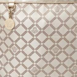 Pre Owned Versace Gold Monogram Fabric and Leather Medusa Chain Tote