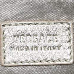 Pre Owned Versace Gold Monogram Fabric and Leather Medusa Chain Tote