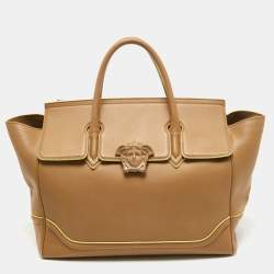 Versace Beige Leather Large Palazzo Empire Tote