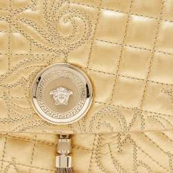 Pre Owned Versace Gold Barocco Leather Vanitas Medea Shoulder Bag