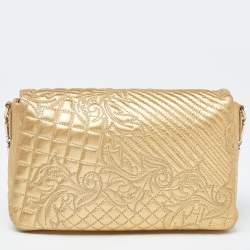 Pre Owned Versace Gold Barocco Leather Vanitas Medea Shoulder Bag