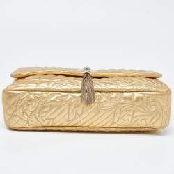 Pre Owned Versace Gold Barocco Leather Vanitas Medea Shoulder Bag