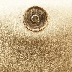 Pre Owned Versace Gold Leather Medusa Icon Crystals Chain Clutch