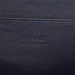 Versace Navy Blue Leather and Suede DV One Top Handle Bag