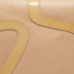 Versace Beige Patent and Leather Patch Hobo