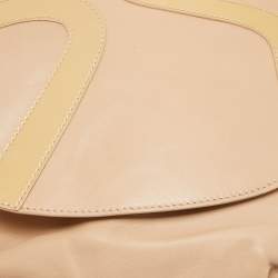 Versace Beige Patent and Leather Patch Hobo