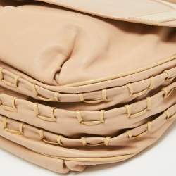 Versace Beige Patent and Leather Patch Hobo