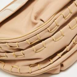 Versace Beige Patent and Leather Patch Hobo