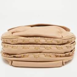 Versace Beige Patent and Leather Patch Hobo