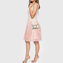 Pre Owned Versace Gold Snakeskin Leather Snap Out Of It Crossbody Bag