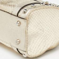 Pre Owned Versace Gold Snakeskin Leather Snap Out Of It Crossbody Bag