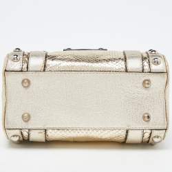 Pre Owned Versace Gold Snakeskin Leather Snap Out Of It Crossbody Bag