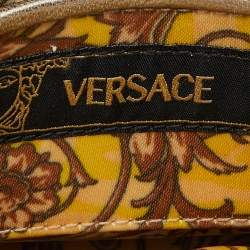 Pre Owned Versace Gold Snakeskin Leather Snap Out Of It Crossbody Bag